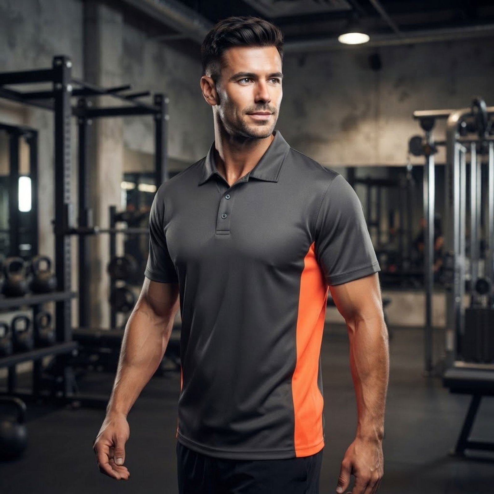 Custom athletic polo shirt print detail shot