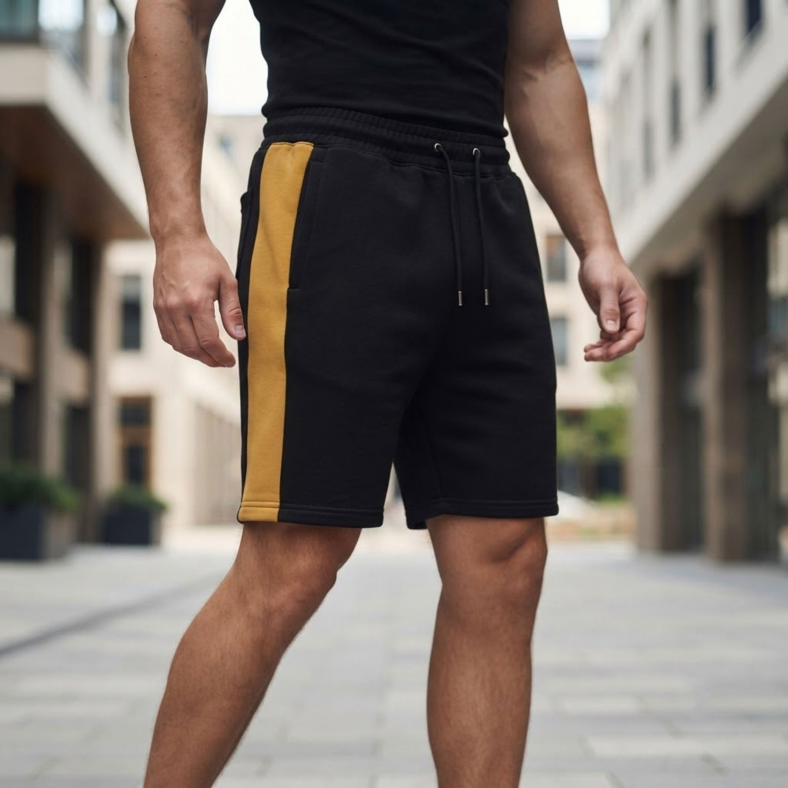 Custom casual shorts print detail shot