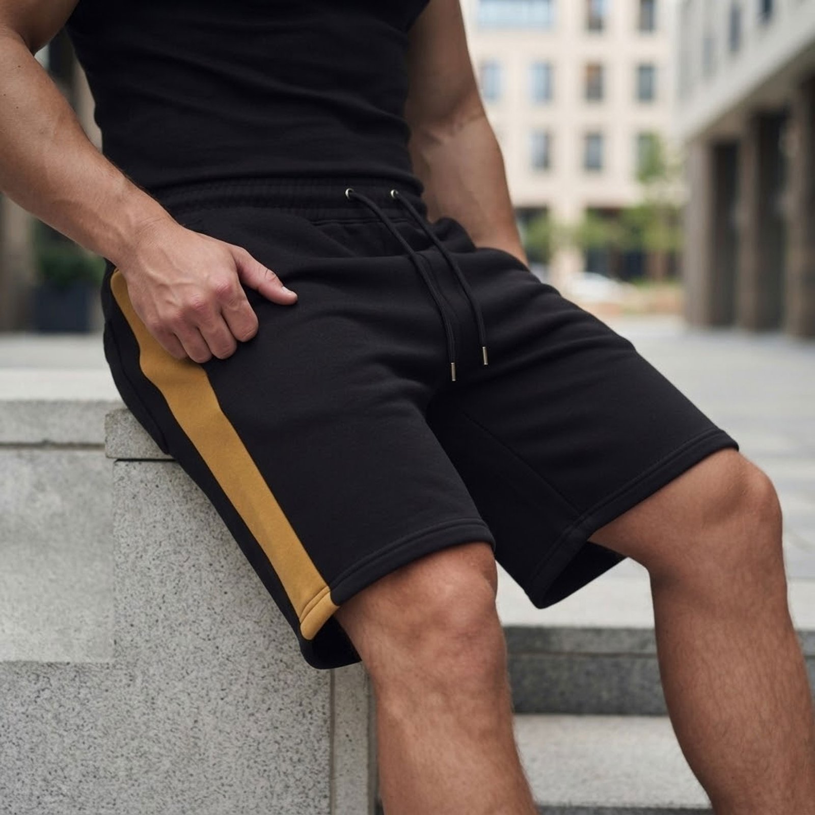 Close-up of casual shorts fabric texture