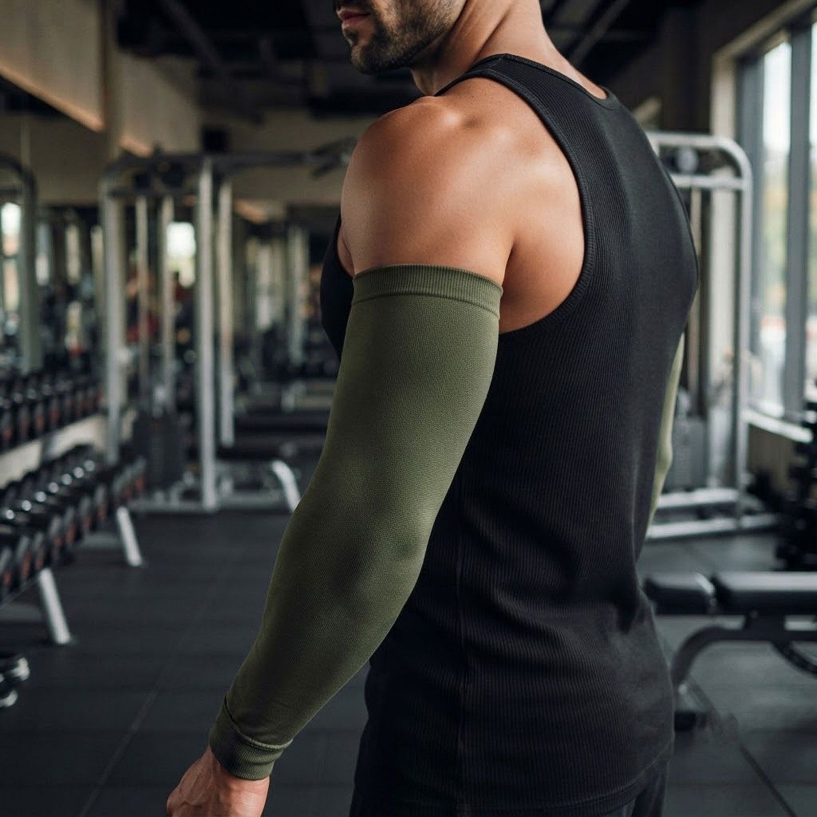 Casual shot of models wearing compression sleeves