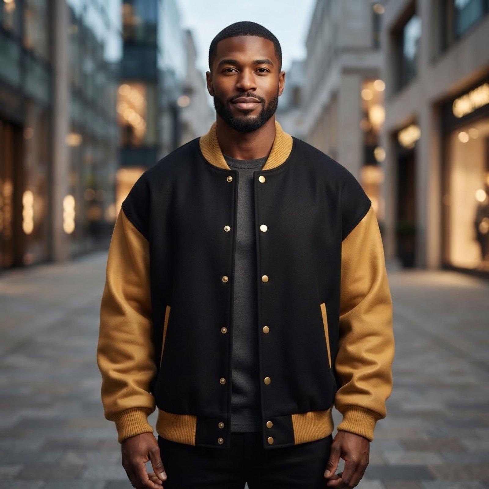 Group wearing matching custom varsity jackets