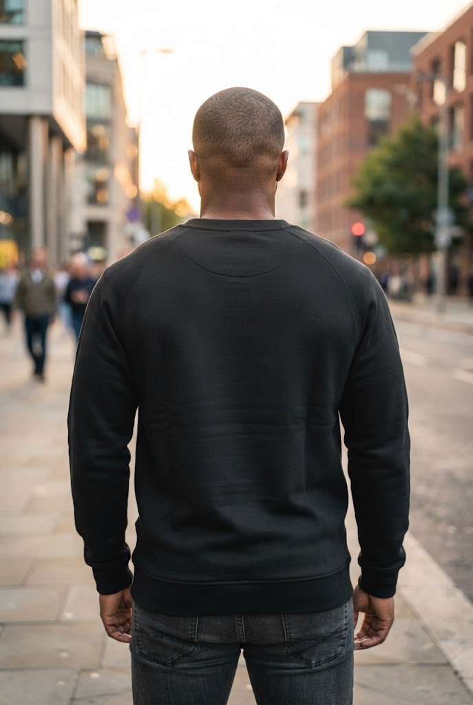 Custom crewneck sweatshirt print detail shot
