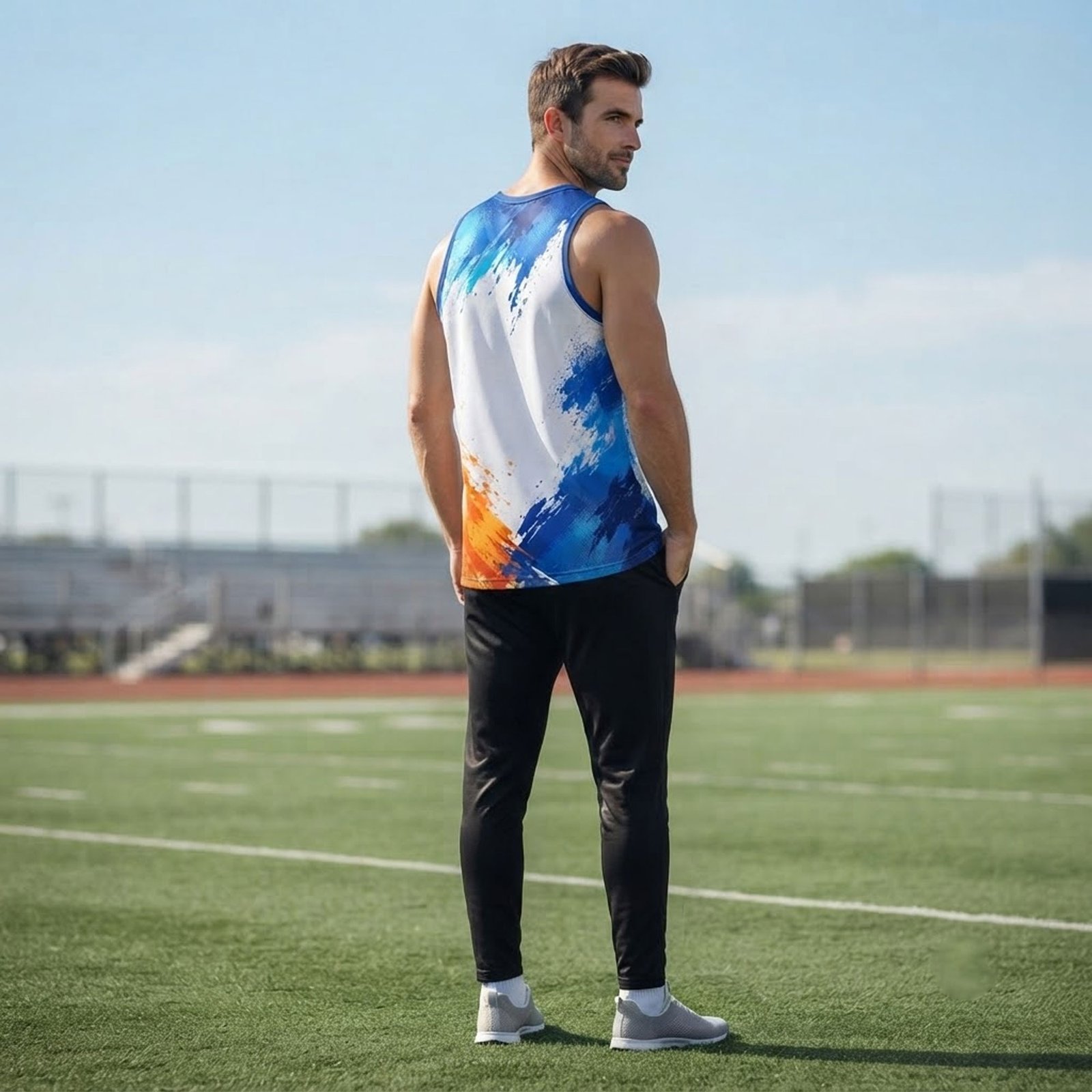 Custom tank top back view with print