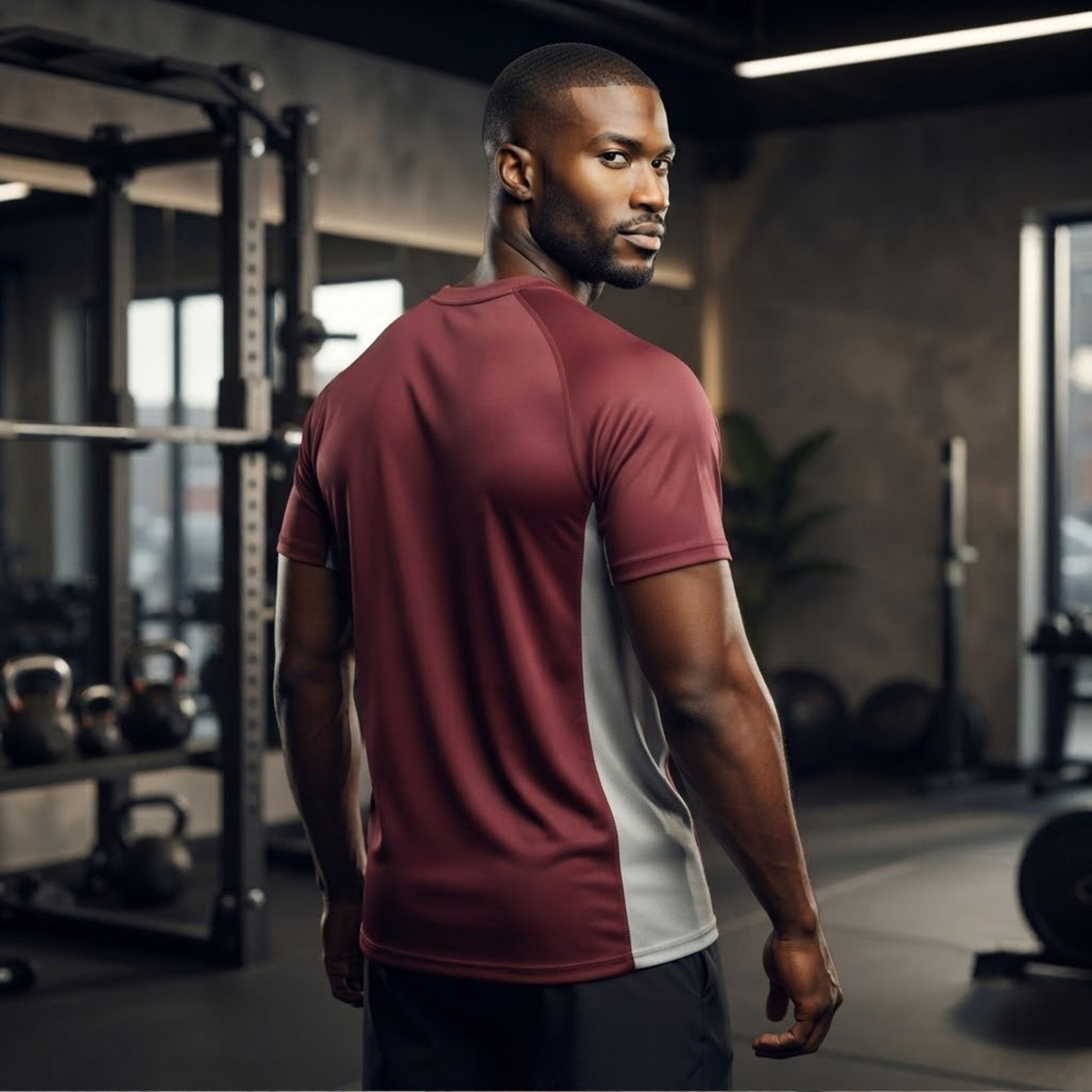 Casual shot of models wearing gym T-shirts