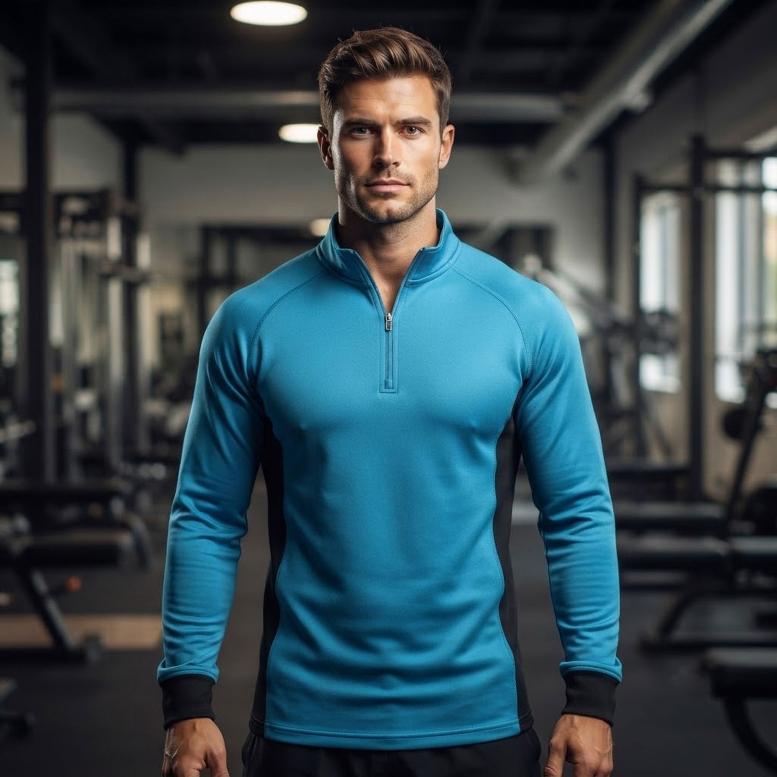 Group wearing matching custom running quarter zips