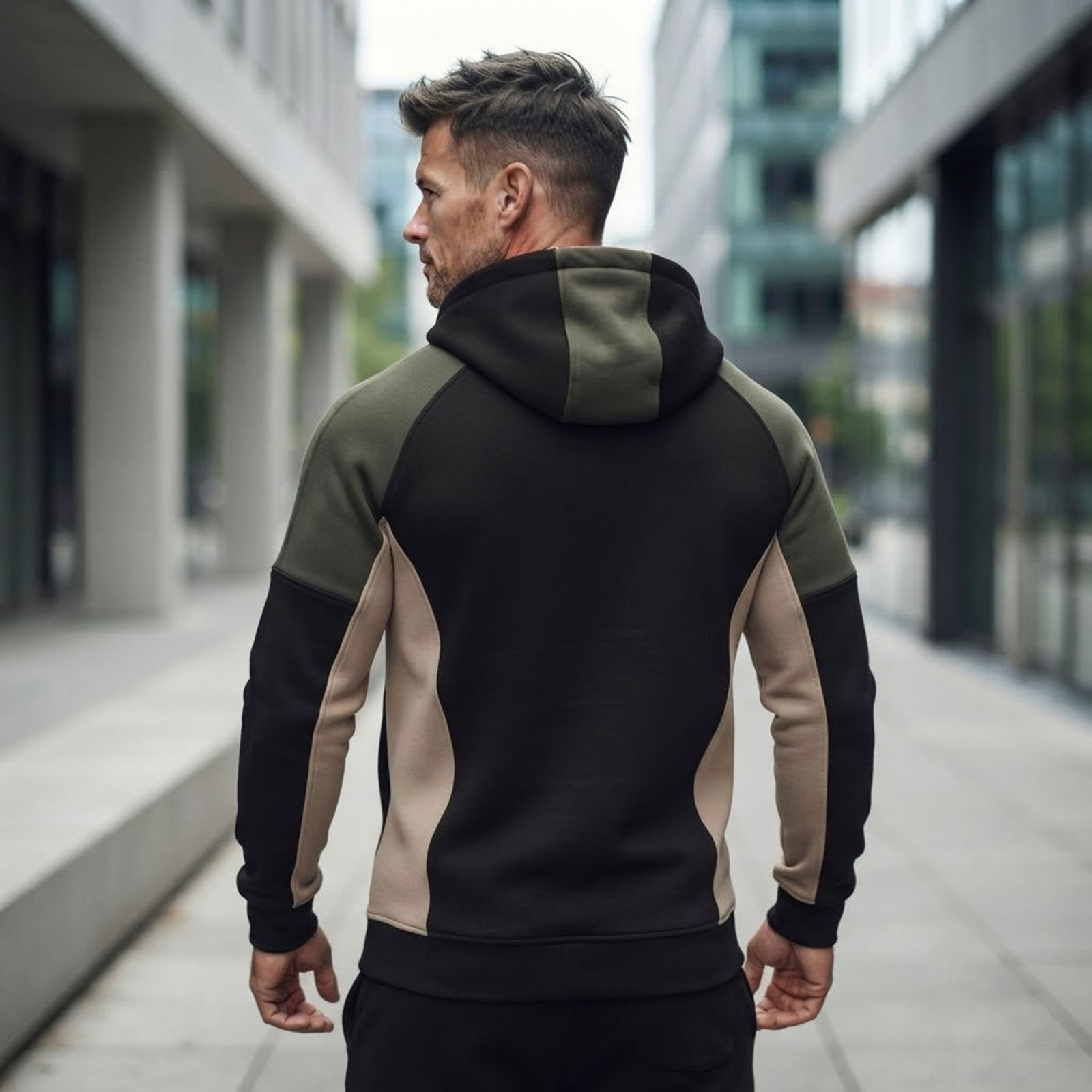 Casual shot of models wearing zip-up hoodies