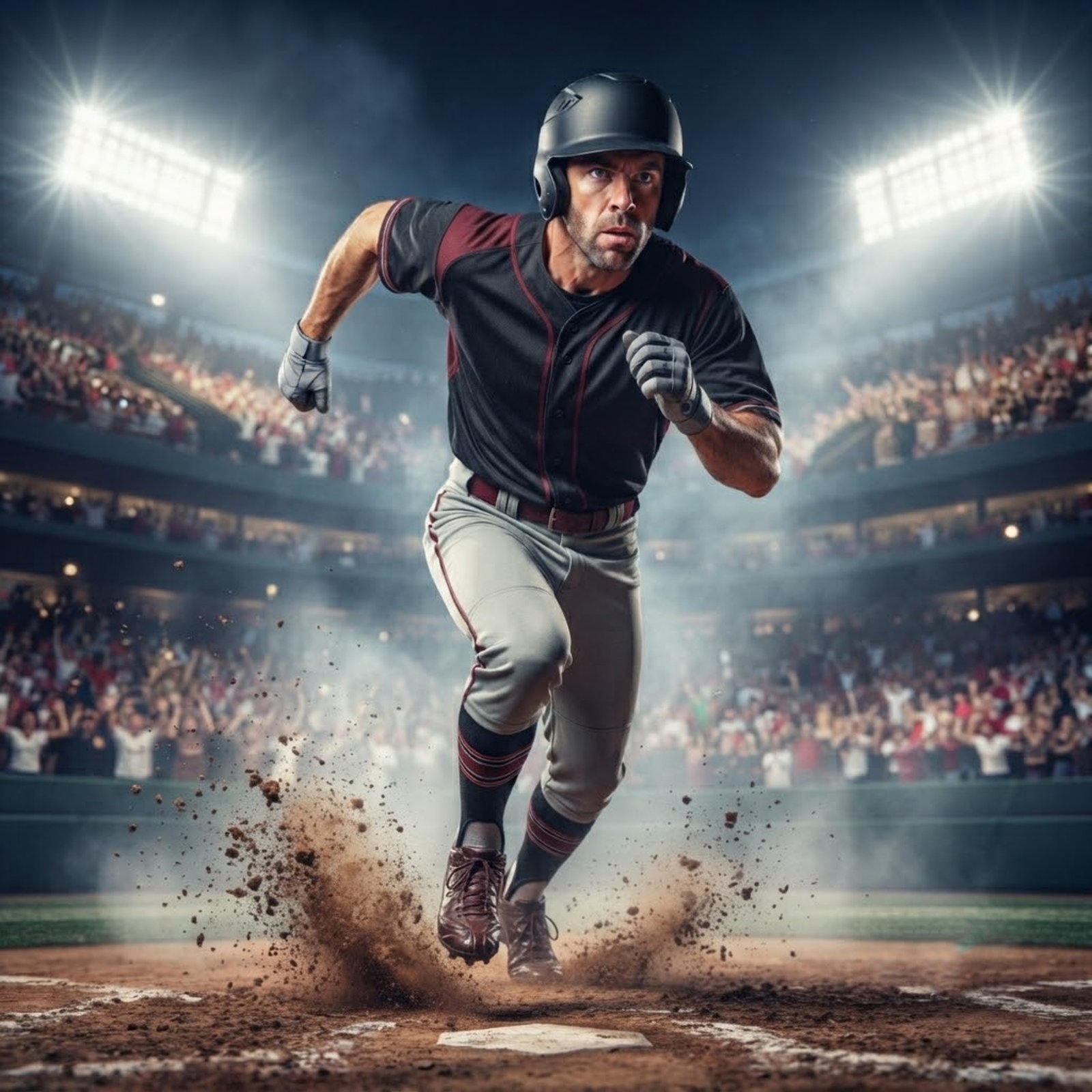 Player in action wearing custom baseball uniform