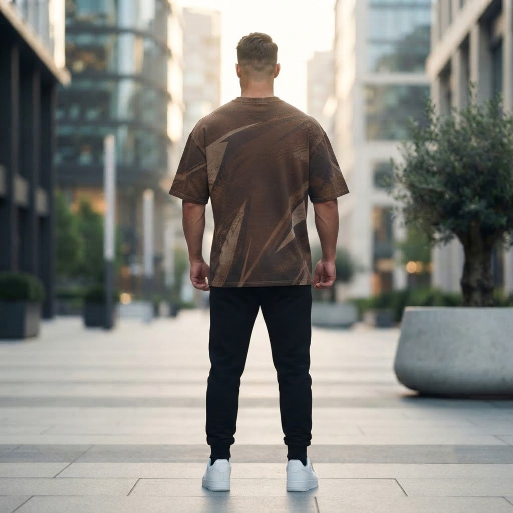 Custom oversized T-shirt back view with print