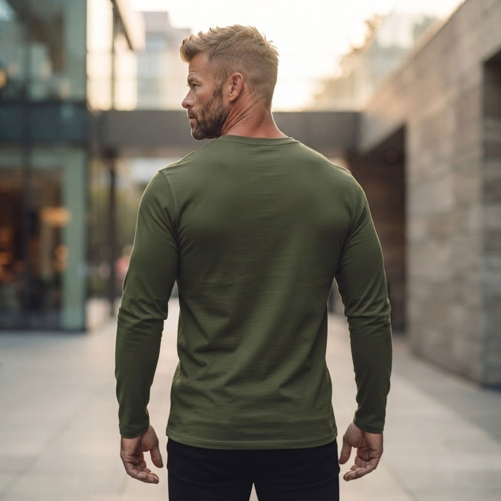 Casual shot of models wearing long sleeve T-shirts