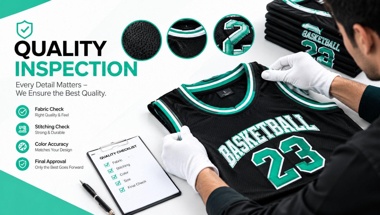 Quality control inspection of finished sportswear garments